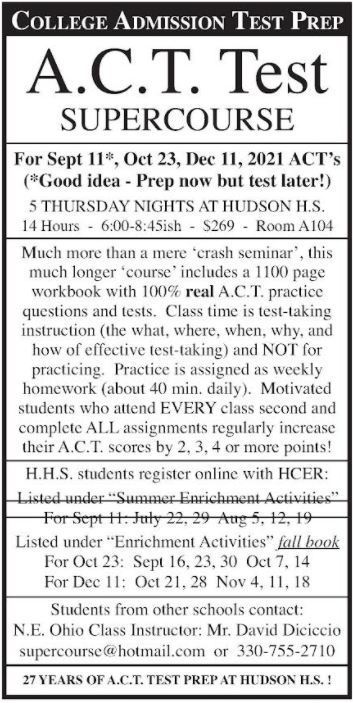 A.C.T. Test Supercourse flyer in Hudson