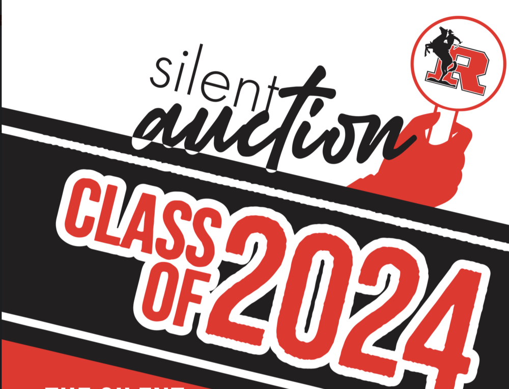 black white red silent auction announcement