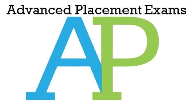 Advanced Placement Exams  with a blue A and a green P