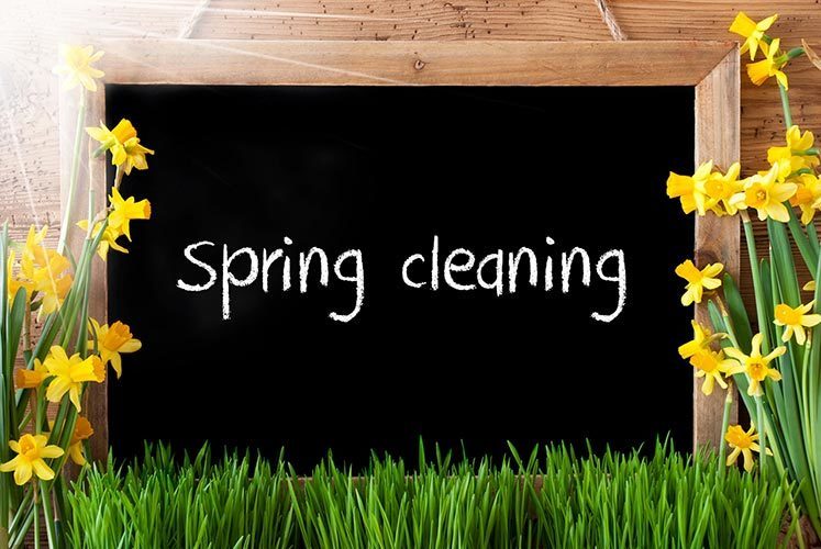 picture of flowers with "Spring Cleaning" in the middle
