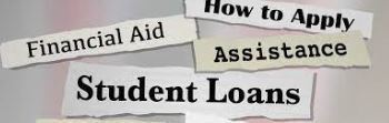 Words describing College financial aid with a gray background