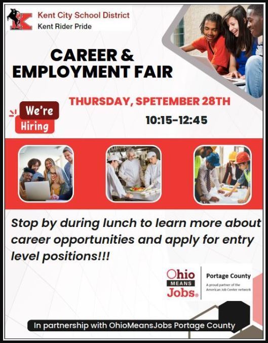 Carrer and Employment Fair flyer black white red